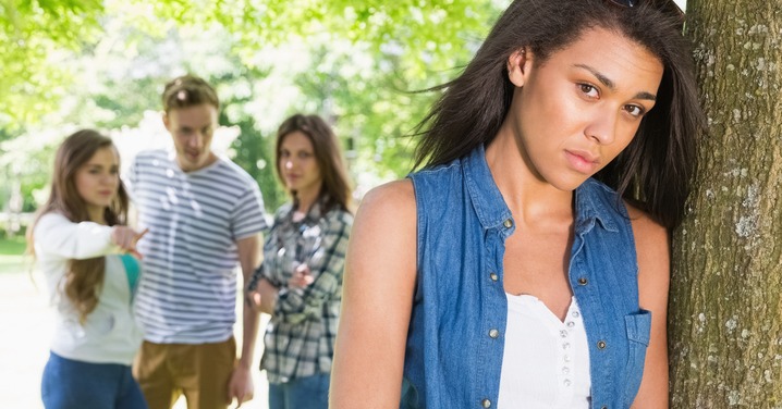 Lonely student being bullied by her peers at the university-1-1